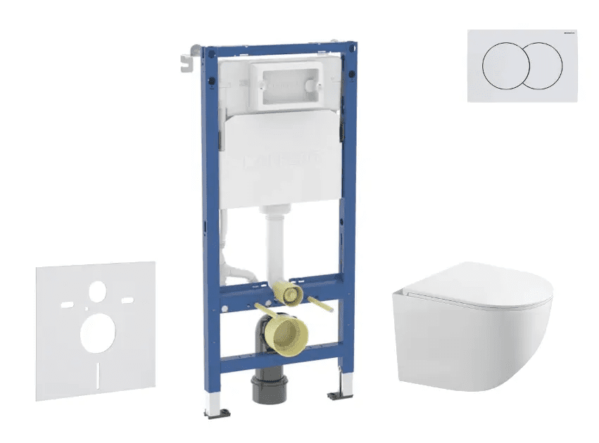 Geberit SANI11CA3120B - Set předstěnové instalace, klozetu Gaia a sedátka softclose, tlačítko Delta01, alpská bílá