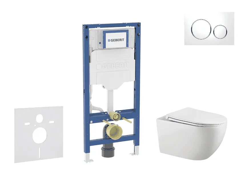 Geberit SANI11CA3122B - Set předstěnové instalace, klozetu Gaia a sedátka softclose, tlačítko Sigma20, bílá/chrom