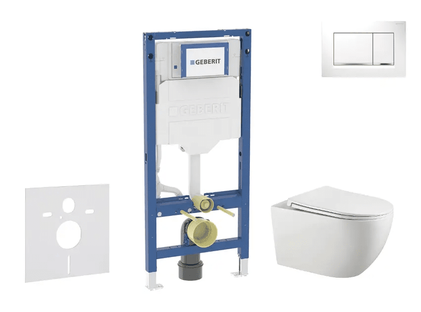 Geberit SANI11CA3123B - Set předstěnové instalace, klozetu Gaia a sedátka softclose, tlačítko Sigma20, bílá/chrom