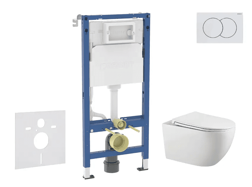 Geberit SANI11CA3124B - Set předstěnové instalace, klozetu Gaia a sedátka softclose, tlačítko Delta01, alpská bílá