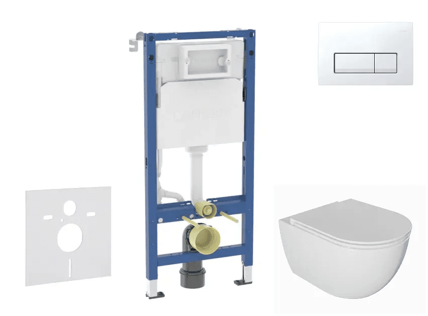 Geberit SANI11CA3137B - Set předstěnové instalace, klozetu Oudee a sedátka softclose, tlačítko Delta50, alpská bílá