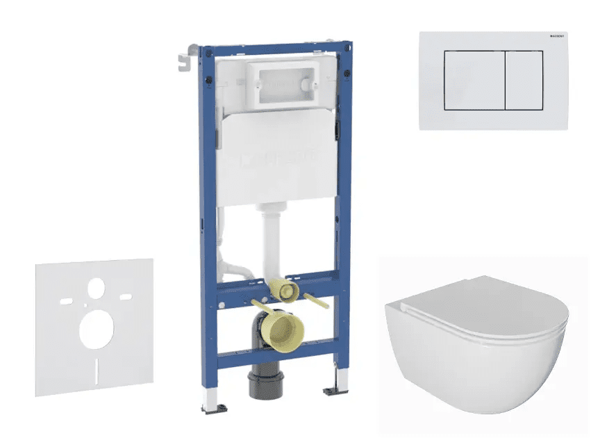 Geberit SANI11CA3139B - Set předstěnové instalace, klozetu Oudee a sedátka softclose, tlačítko Delta30, alpská bílá