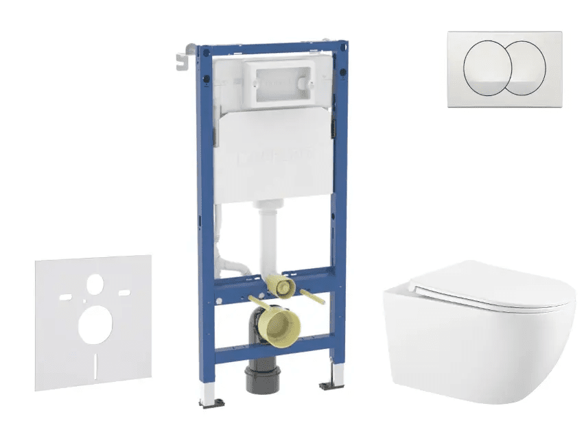 Geberit SANI11CA3143B - Set předstěnové instalace, klozetu Gaia a sedátka softclose, tlačítko Delta, bílá