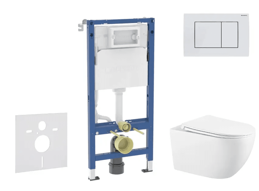 Geberit SANI11CA3146B - Set předstěnové instalace, klozetu Gaia a sedátka softclose, tlačítko Delta30, alpská bílá