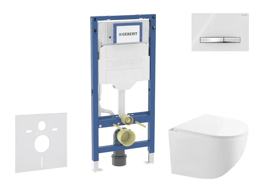 Geberit SANI11CA3148B - Set předstěnové instalace, kompaktního klozetu Gaia a sedátka softclose, tlačítko Sigma50, chrom/alpská bílá