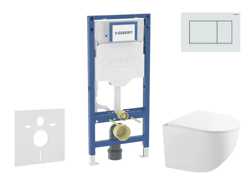 Geberit SANI11CA3149B - Set předstěnové instalace, kompaktního klozetu Gaia a sedátka softclose, tlačítko Sigma20, bílá/bílá mat