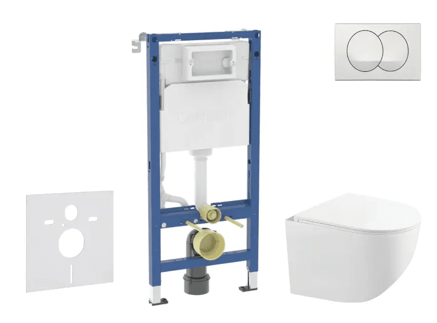 Geberit SANI11CA3150B - Set předstěnové instalace, kompaktního klozetu Gaia a sedátka softclose, tlačítko Delta, bílá