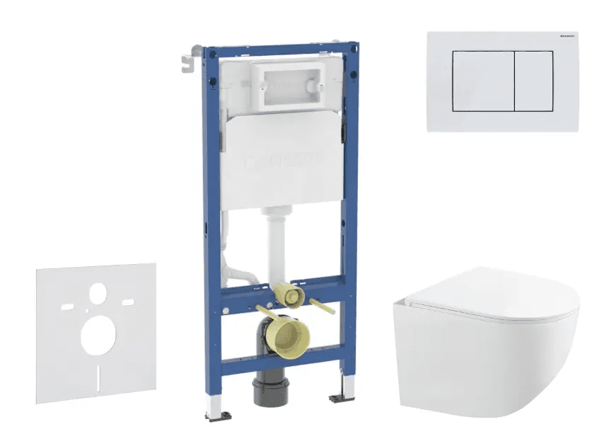 Geberit SANI11CA3153B - Set předstěnové instalace, kompaktního klozetu Gaia a sedátka softclose, tlačítko Delta30, alpská bílá