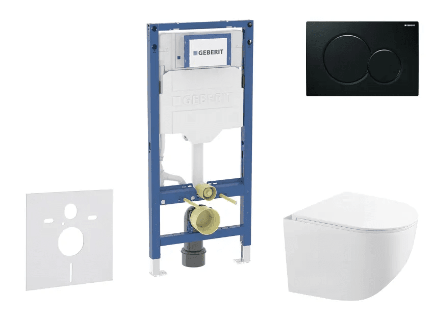 Geberit SANI11CA5117B - Set předstěnové instalace, kompaktního klozetu Gaia sedátka softclose, tlačítko Sigma01, černá