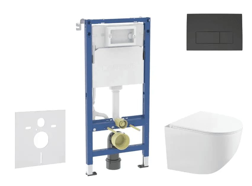 Geberit SANI11CA5122B - Set předstěnové instalace, kompaktního klozetu Gaia a sedátka softclose, tlačítko Delta50, matná černá