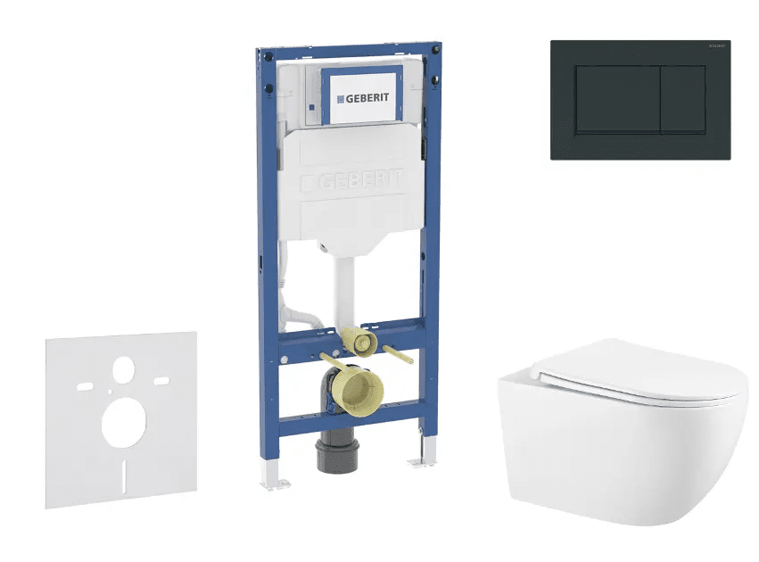 Geberit SANI11CA5136B - Set předstěnové instalace, klozetu Gaia a sedátka softclose, tlačítko Sigma20, černá lesk/černá mat