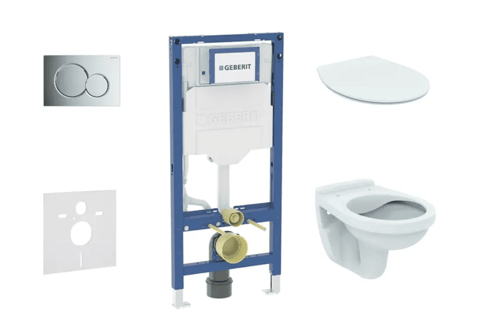 Geberit SANI11CD1101 - Set předstěnové instalace, klozetu Alpha a sedátka softclose, tlačítko Sigma01, lesklý chrom