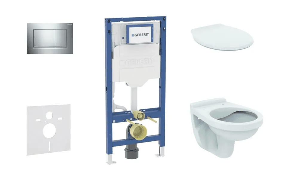 Geberit SANI11CD1129 - Set předstěnové instalace, klozetu Alpha a sedátka, tlačítko Sigma20, chrom