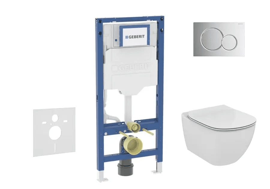 Geberit SANI11CD1133 - Set předstěnové instalace, klozetu Tesi a sedátka softclose, tlačítko Sigma01, lesklý chrom