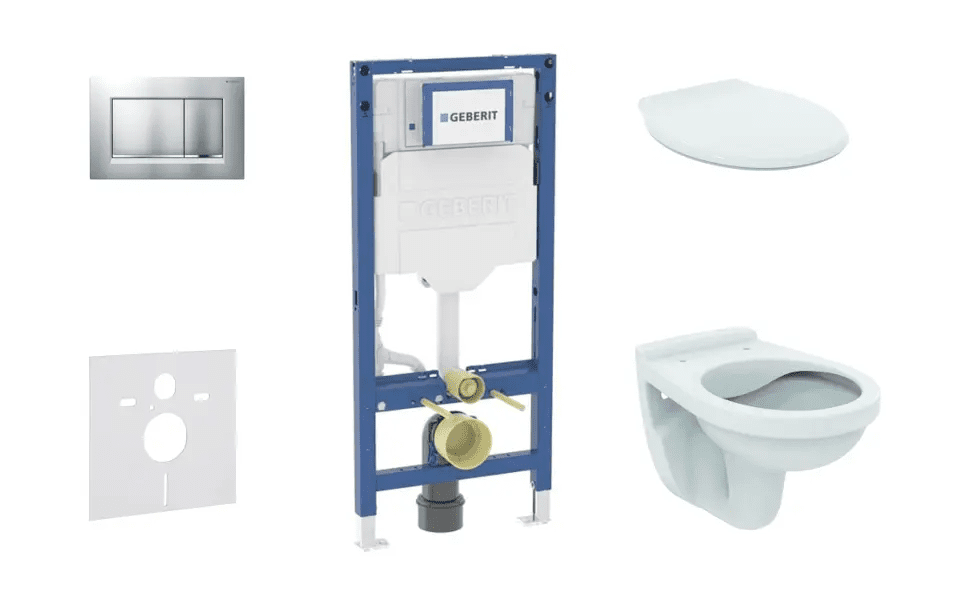 Geberit SANI11CD2130 - Set předstěnové instalace, klozetu Alpha a sedátka, tlačítko Sigma20, chrom mat/chrom