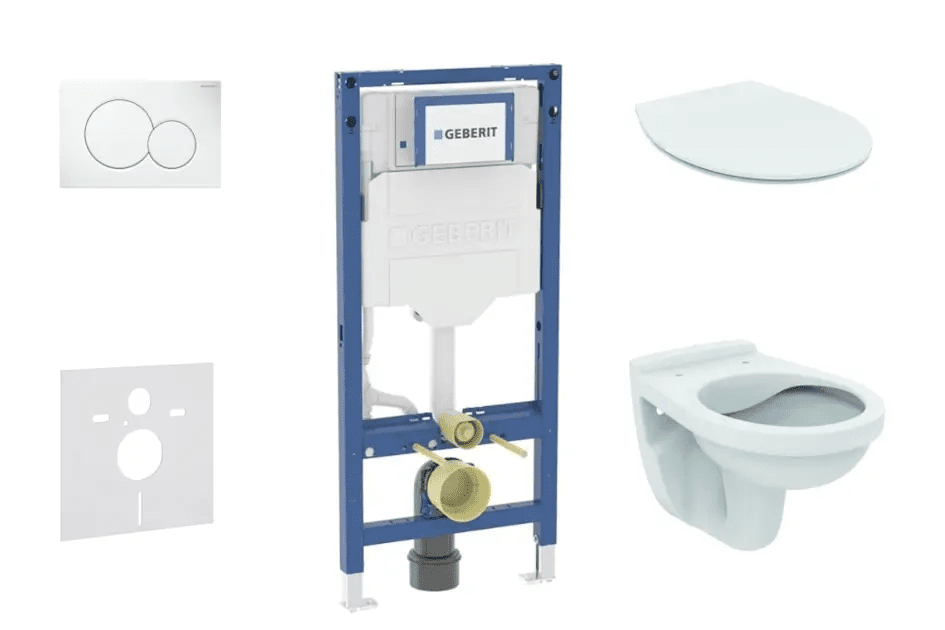 Geberit SANI11CD3100 - Set předstěnové instalace, klozetu Alpha a sedátka softclose, tlačítko Sigma01, alpská bílá