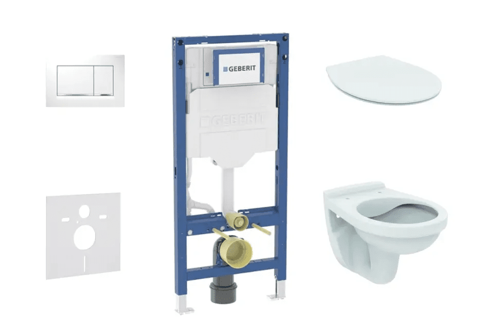 Geberit SANI11CD3104 - Set předstěnové instalace, klozetu Alpha a sedátka softclose, tlačítko Sigma20, bílá/chrom