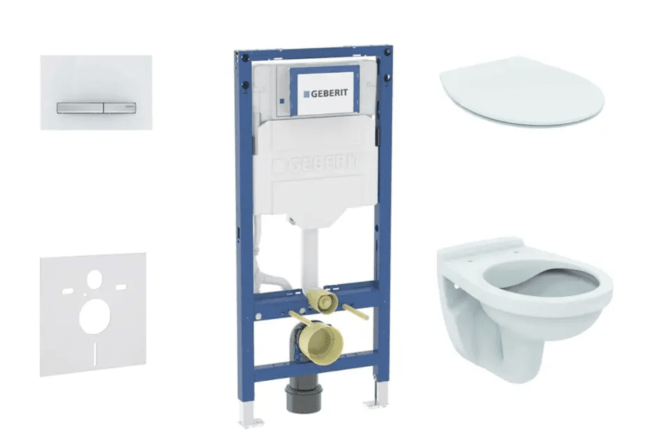 Geberit SANI11CD3107 - Set předstěnové instalace, klozetu Alpha a sedátka softclose, tlačítko Sigma50, alpská bílá