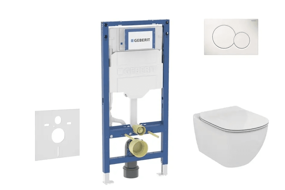 Geberit SANI11CD3116 - Set předstěnové instalace, klozetu Tesi a sedátka, tlačítko Sigma01, alpská bílá