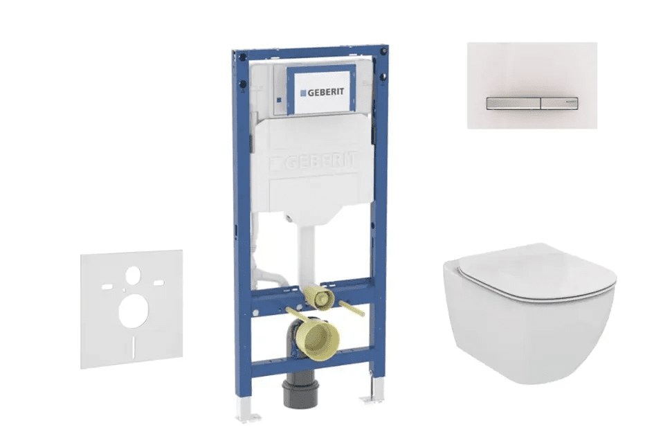 Geberit SANI11CD3123 - Set předstěnové instalace, klozetu Tesi a sedátka, tlačítko Sigma50, alpská bílá