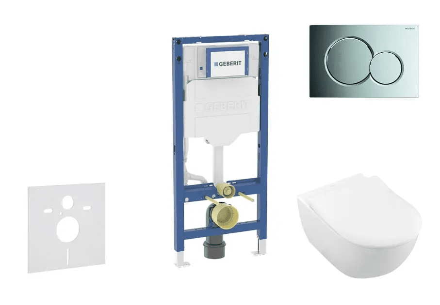 Geberit SANI11CK1109 - Set předstěnové instalace, klozetu Subway 2.0 a sedátka softclose, tlačítko Sigma01, lesklý chrom