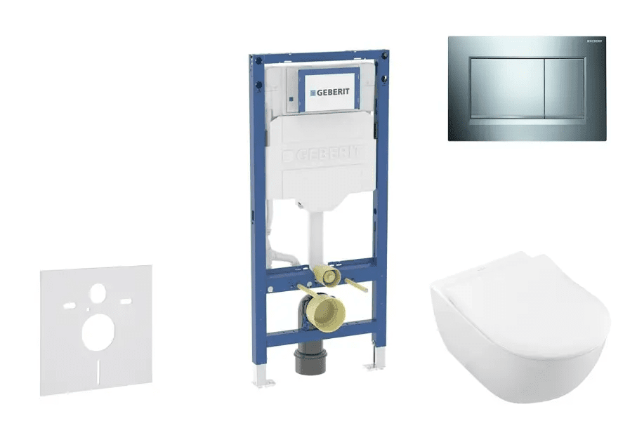 Geberit SANI11CK1113 - Set předstěnové instalace, klozetu Subway 2.0 a sedátka softclose, tlačítko Sigma20, lesklý chrom/matný chrom