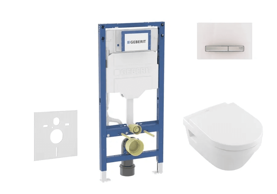 Geberit SANI11CK3107 - Set předstěnové instalace, klozetu Architectura a sedátka softclose, tlačítko Sigma50, alpská bílá