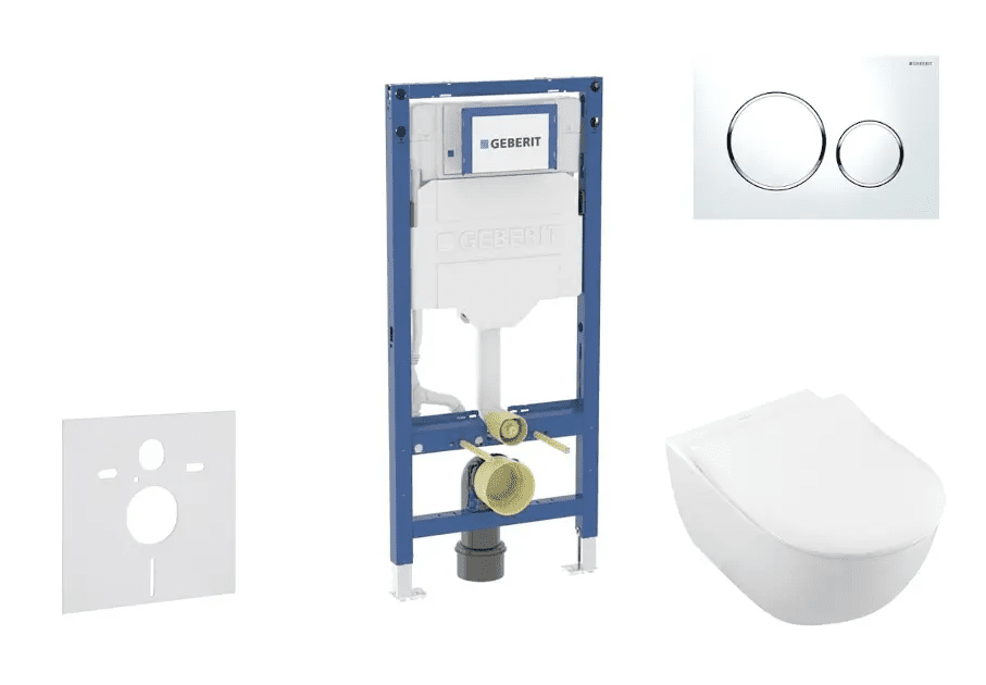 Geberit SANI11CK3111 - Set předstěnové instalace, klozetu Subway 2.0 a sedátka softclose, tlačítko Sigma20, bílá/lesklý chrom