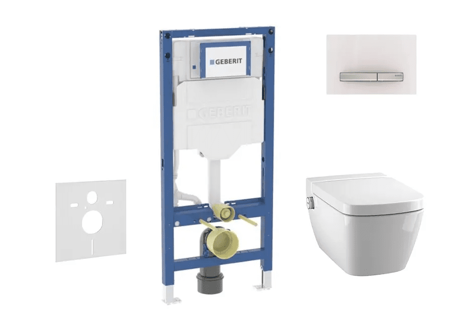 Geberit SANI11CT3107 - Set předstěnové instalace, klozetu TECEone a sedátka softclose, tlačítko Sigma50, alpská bílá