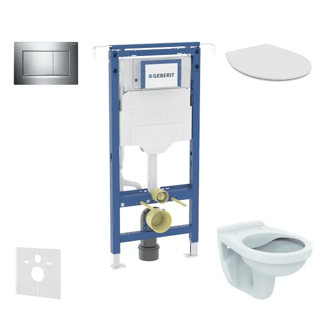 Geberit SANI11CD1106 - Set předstěnové instalace, klozet Alpha se sedátkem, tlačítko Sigma20, chrom