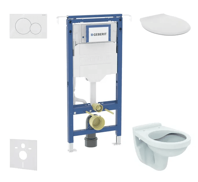 Geberit SANI11CD3113 - Set předstěnové instalace, klozet Alpha se sedátkem, tlačítko Sigma01, alpská bílá
