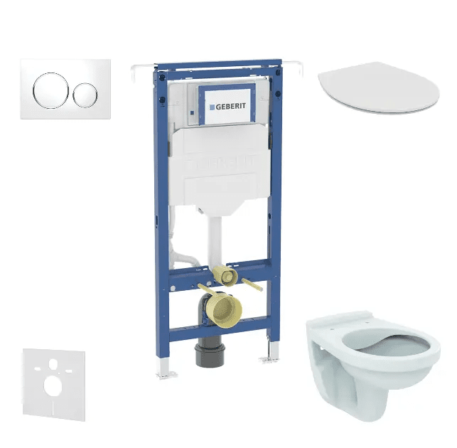 Geberit SANI11CD3117 - Set předstěnové instalace, klozet Alpha se sedátkem, tlačítko Sigma20, bílá/chrom