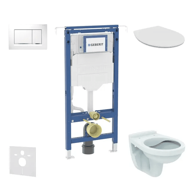 Geberit SANI11CD3118 - Set předstěnové instalace, klozet Alpha se sedátkem, tlačítko Sigma20, bílá/chrom