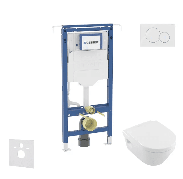 Geberit SANI11CK3109 - Set předstěnové instalace, klozetu a sedátka Villeroy Boch, tlačítka Sigma01, DirectFlush, SoftClose, CeramicPlus, alpská bílá
