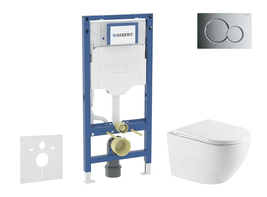 Geberit SANI11CA1164 - Set předstěnové instalace, klozetu Oudee a sedátka softclose, tlačítko Sigma01, lesklý chrom