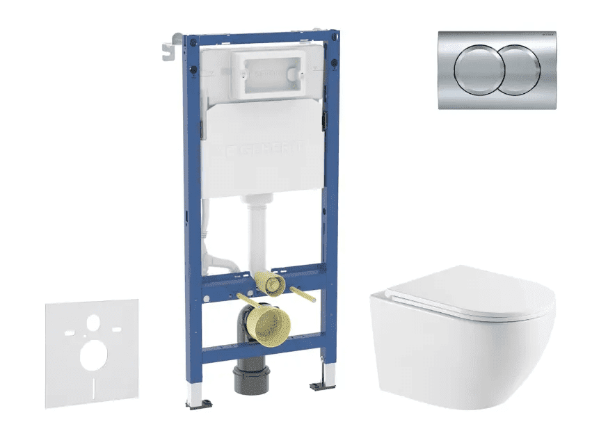 Geberit SANI11CA1166 - Set předstěnové instalace, klozetu Oudee a sedátka softclose, tlačítko Delta01, lesklý chrom