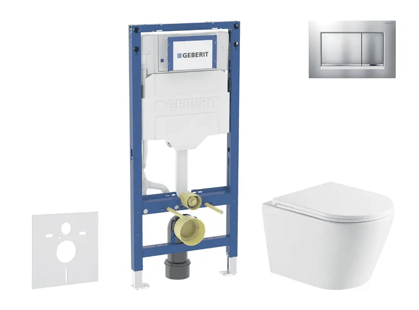 Geberit SANI11CA2106 - Set předstěnové instalace, klozetu Nefia a sedátka softclose, tlačítko Sigma20, lakovaný chrom mat/chrom