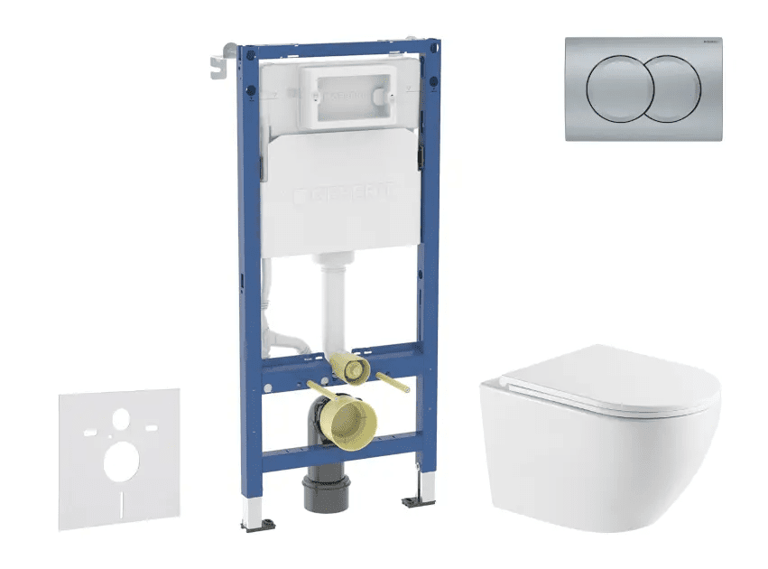Geberit SANI11CA2111 - Set předstěnové instalace, klozetu Oudee a sedátka softclose, tlačítko Delta01, matný chrom
