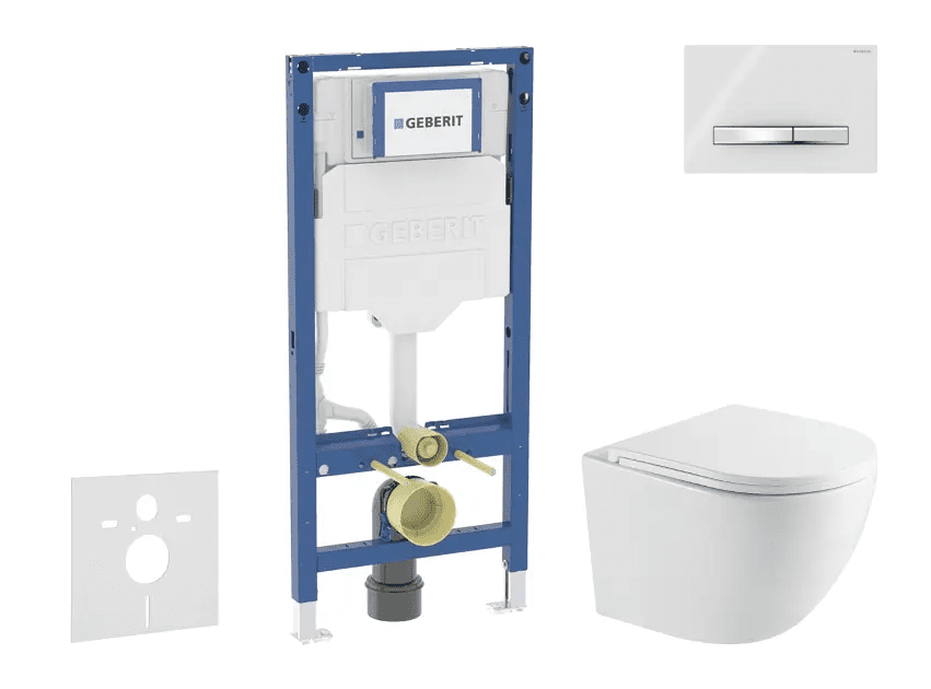 Geberit SANI11CA31100 - Set předstěnové instalace, klozetu Oudee a sedátka softclose, tlačítko Sigma50, chrom/alpská bílá