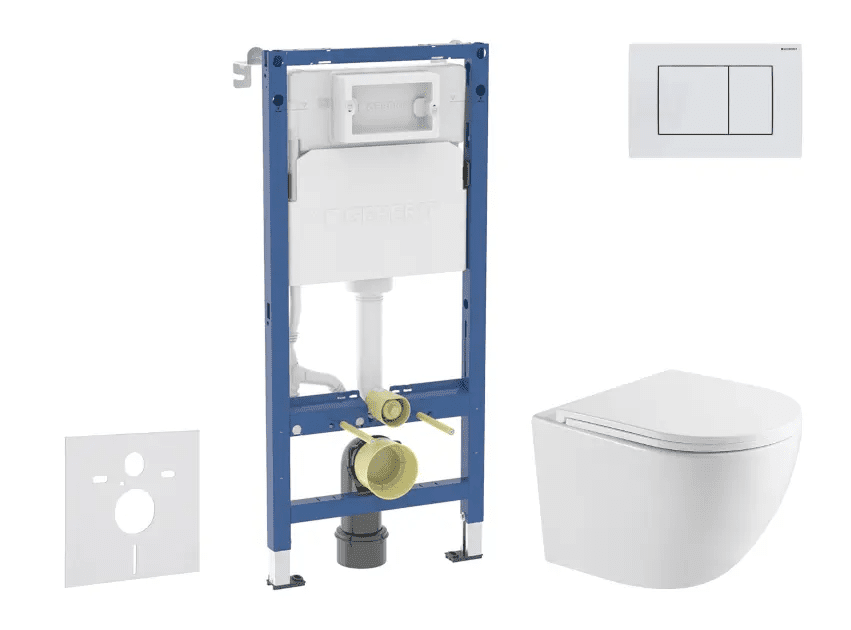 Geberit SANI11CA31105 - Set předstěnové instalace, klozetu Oudee a sedátka softclose, tlačítko Delta30, alpská bílá