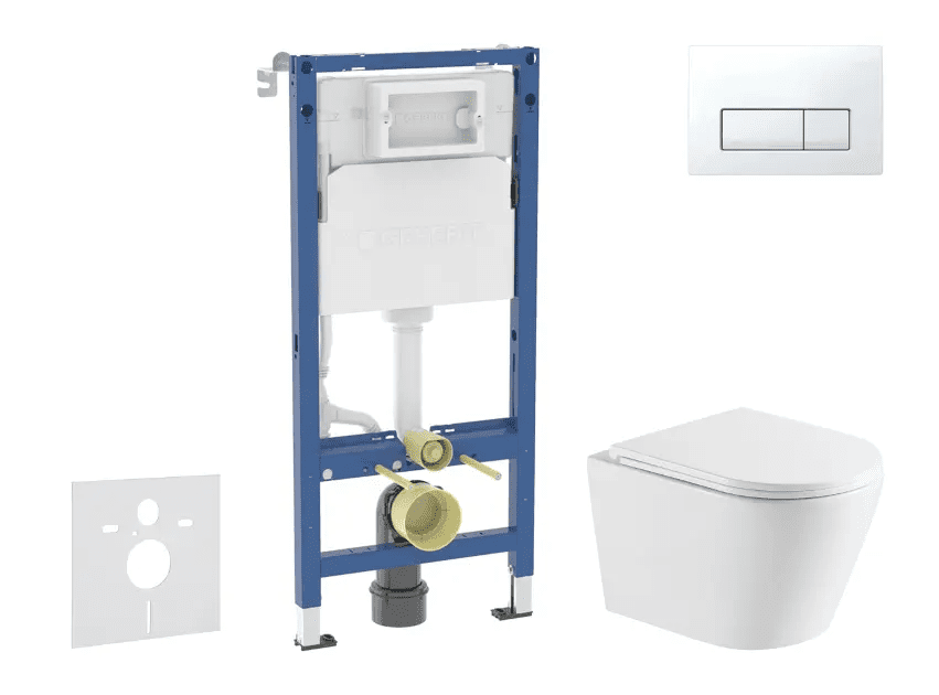 Geberit SANI11CA31114 - Set předstěnové instalace, klozetu Nefia a sedátka softclose, tlačítko Delta50, alpská bílá