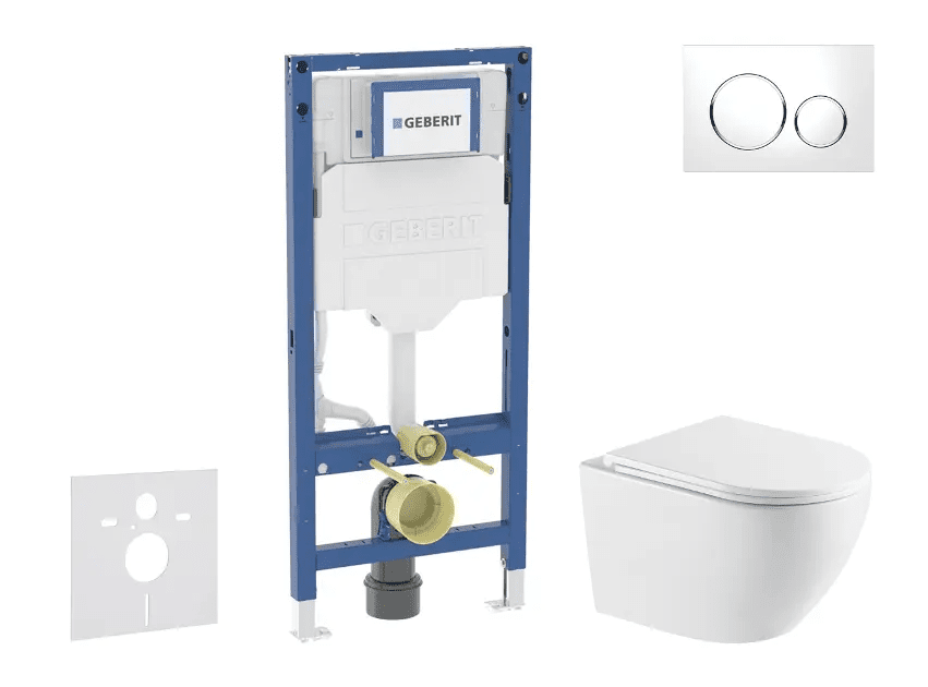 Geberit SANI11CA31118 - Set předstěnové instalace, klozetu Oudee a sedátka softclose, tlačítko Sigma20, bílá/chrom