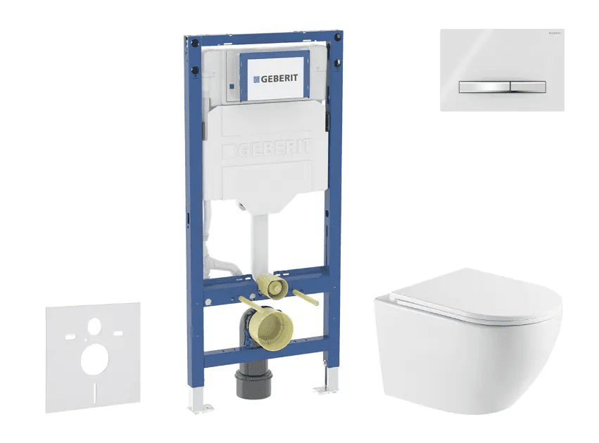 Geberit SANI11CA31122 - Set předstěnové instalace, klozetu Oudee a sedátka softclose, tlačítko Sigma50, chrom/alpská bílá