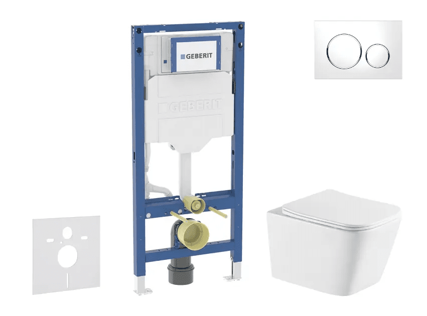 Geberit SANI11CA31140 - Set předstěnové instalace, klozetu Arkas I a sedátka softclose, tlačítko Sigma20, bílá/chrom