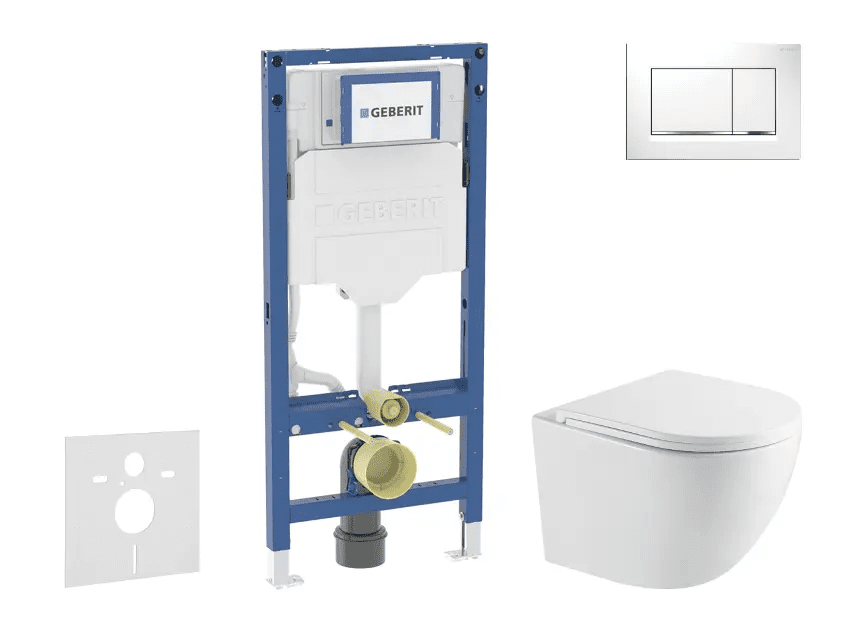 Geberit SANI11CA3197 - Set předstěnové instalace, klozetu Oudee a sedátka softclose, tlačítko Sigma20, bílá/chrom