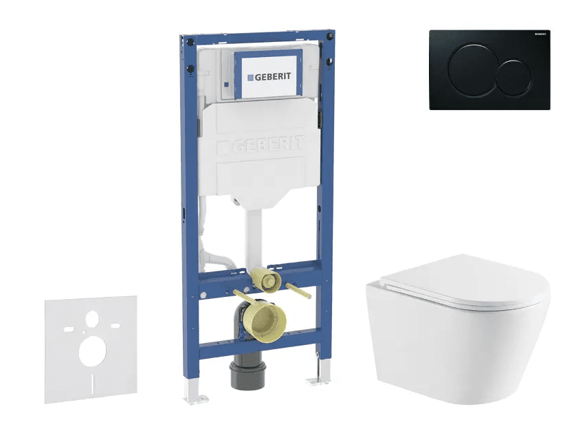 Geberit SANI11CA5167 - Set předstěnové instalace, klozetu Nefia a sedátka softclose, tlačítko Sigma01, černá