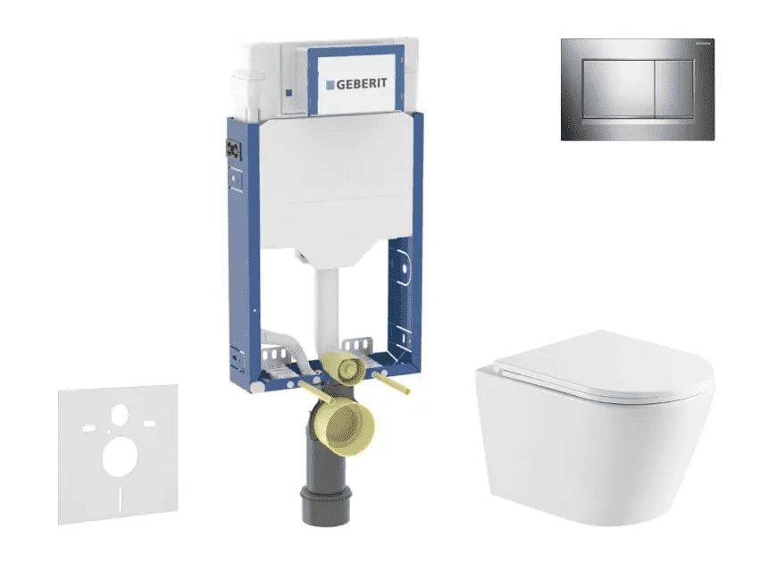 Geberit SANI15CA1141 - Set předstěnové instalace, klozetu Nefia a sedátka softclose, tlačítko Sigma20, chrom