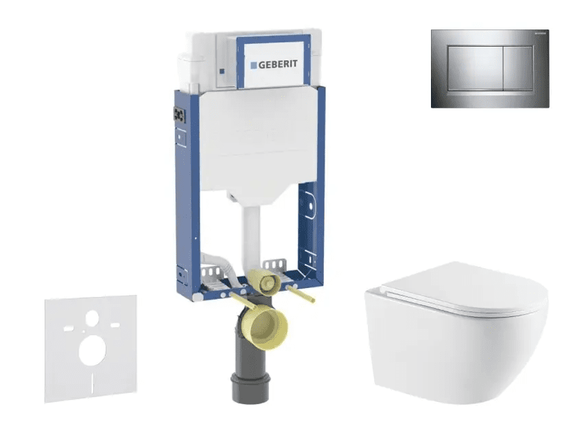 Geberit SANI15CA1143 - Set předstěnové instalace, klozetu Oudee a sedátka softclose, tlačítko Sigma20, chrom