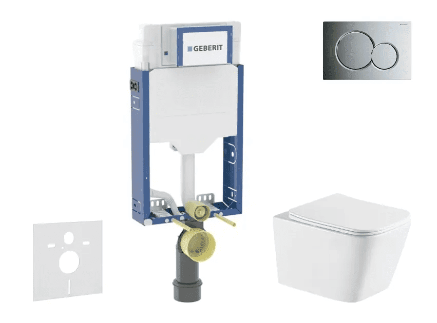 Geberit SANI15CA1146 - Set předstěnové instalace, klozetu Arkas I a sedátka softclose, tlačítko Sigma01, lesklý chrom