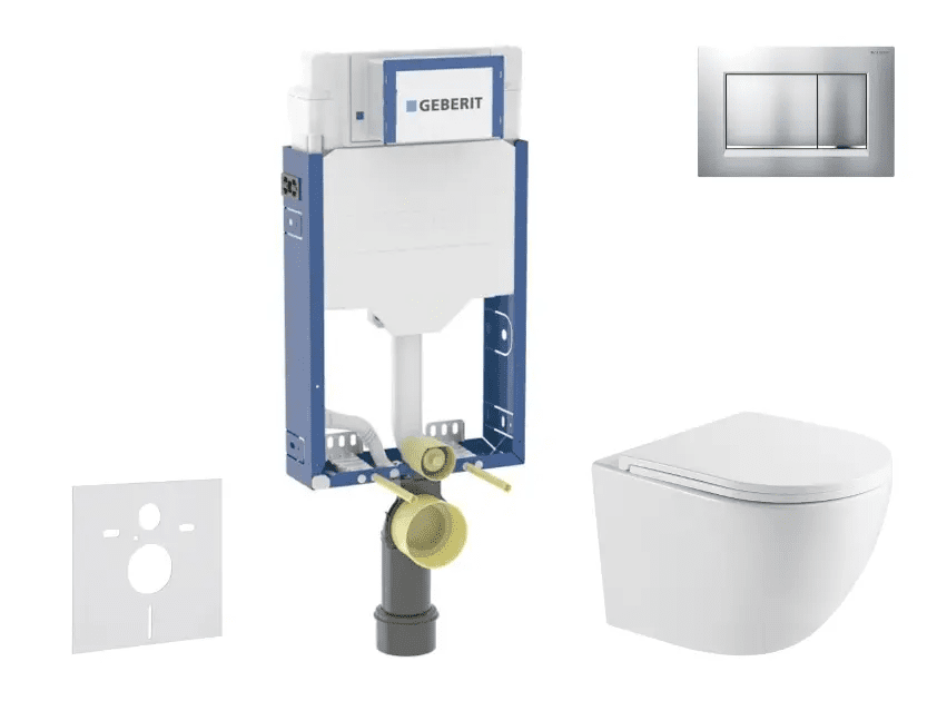 Geberit SANI15CA2101 - Set předstěnové instalace, klozetu Oudee a sedátka softclose, tlačítko Sigma20, lakovaný chrom mat/chrom